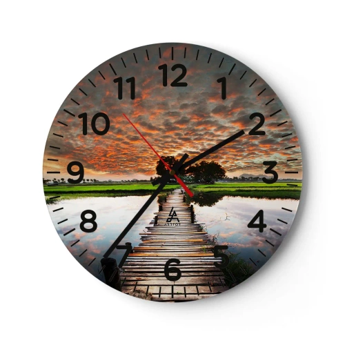 Reloj de pared - Reloj de vidrio - Extiende tus brazos - respira  - 30x30 cm