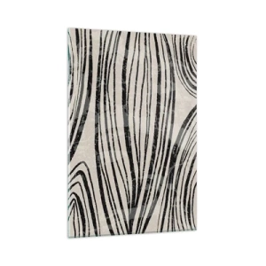 Cuadro sobre vidrio - Impresiones sobre Vidrio - Ondas abstractas en tonos blanco y negro - 80x120cm - Salpicadura de líneas - Decoración de pared moderna para salón y dormitorio ARTTOR