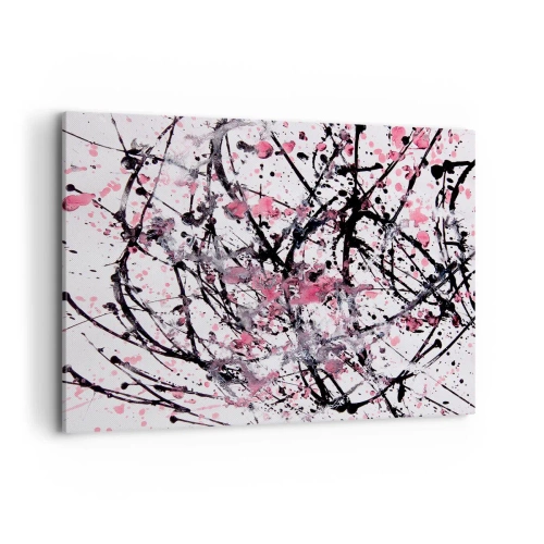 Cuadro sobre lienzo - Impresión de Imagen - Patrón abstracto en tonos rosa, negro y blanco. - 120x80cm - La fugacidad de la vida - Decoración de pared moderna para salón y dormitorio ARTTOR