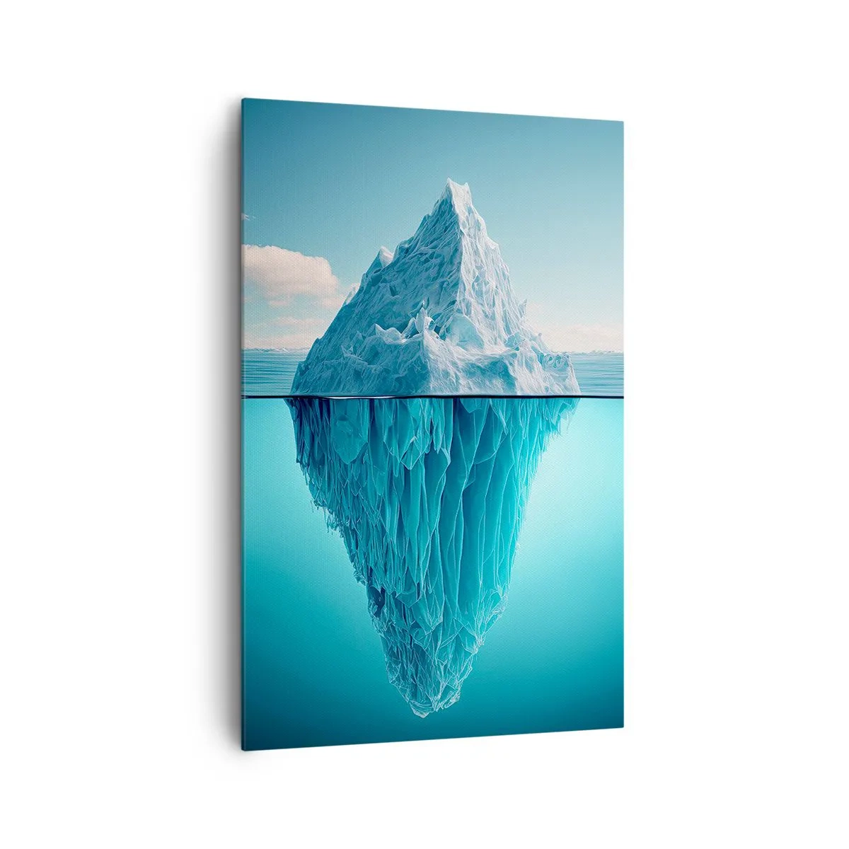 Cuadro sobre lienzo - Impresión de Imagen - Un iceberg visible por encima y por debajo de la superficie del agua. - 80x120cm - El trono de hielo - Decoración de pared moderna para salón y dormitorio ARTTOR
