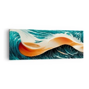 Cuadro sobre lienzo - Impresión de Imagen - Olas marinas dinámicas con cinta abstracta - 140x50cm - El sueño de un surfista - Decoración de pared moderna para salón y dormitorio ARTTOR
