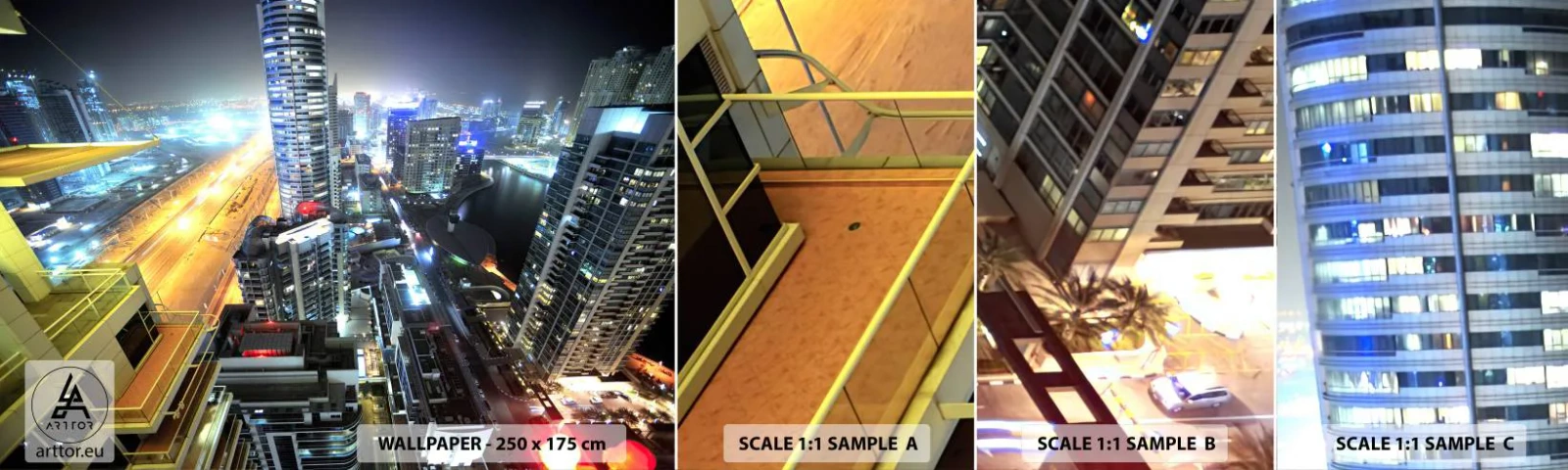 Muestra de fotomural autoadhesivo Deluxe Sticker - Un milagro en el desierto - Ciudad, Dubái, Arquitectura - 100x30 cm