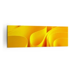 Cuadro sobre lienzo - Impresión de Imagen - Ondas abstractas amarillas que se asemejan a los rayos del sol - 160x50cm - Como las olas del sol - Decoración de pared moderna para salón y dormitorio ARTTOR