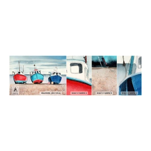 Muestra de fotomural autoadhesivo Deluxe Sticker - Listos para la pesca - Náutico, Playa, Cortadores de pesca - 100x30 cm