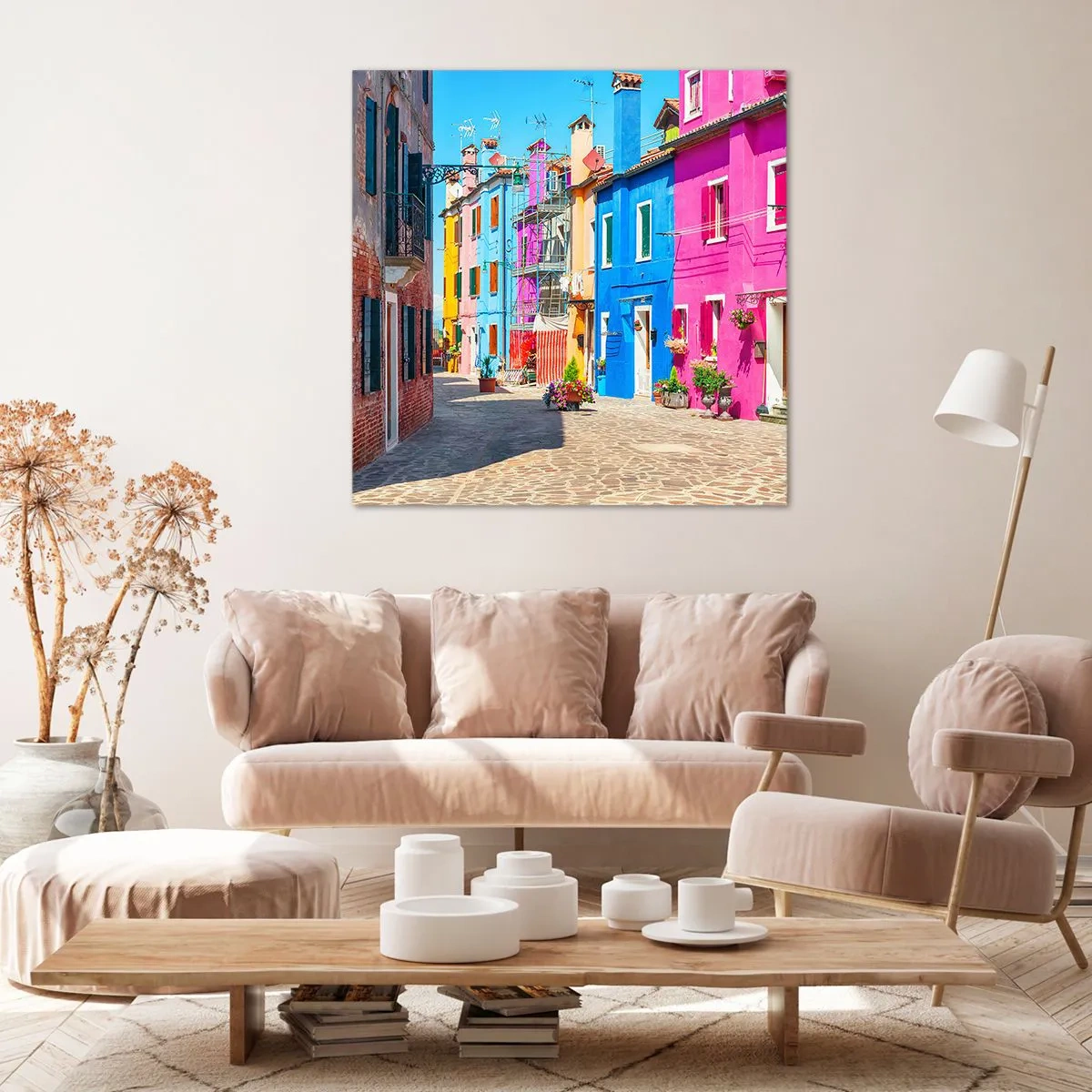 Cuadro sobre lienzo - Impresión de Imagen - Pueblo colorido - 40x40 cm