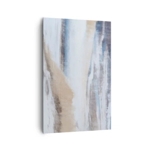 Cuadro sobre lienzo - Impresión de Imagen - Paisaje invernal abstracto en tonos blancos y azules. - 80x120cm - Composición invernal - Decoración de pared moderna para salón y dormitorio ARTTOR