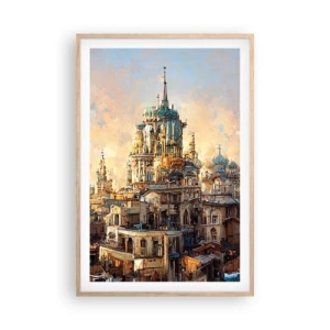 Póster en marco roble claro - Una ciudad de ciudades - 61x91 cm