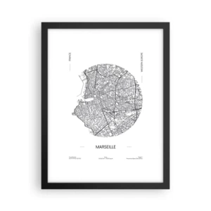 Póster en marco negro - Anatomía de Marsella - 30x40 cm