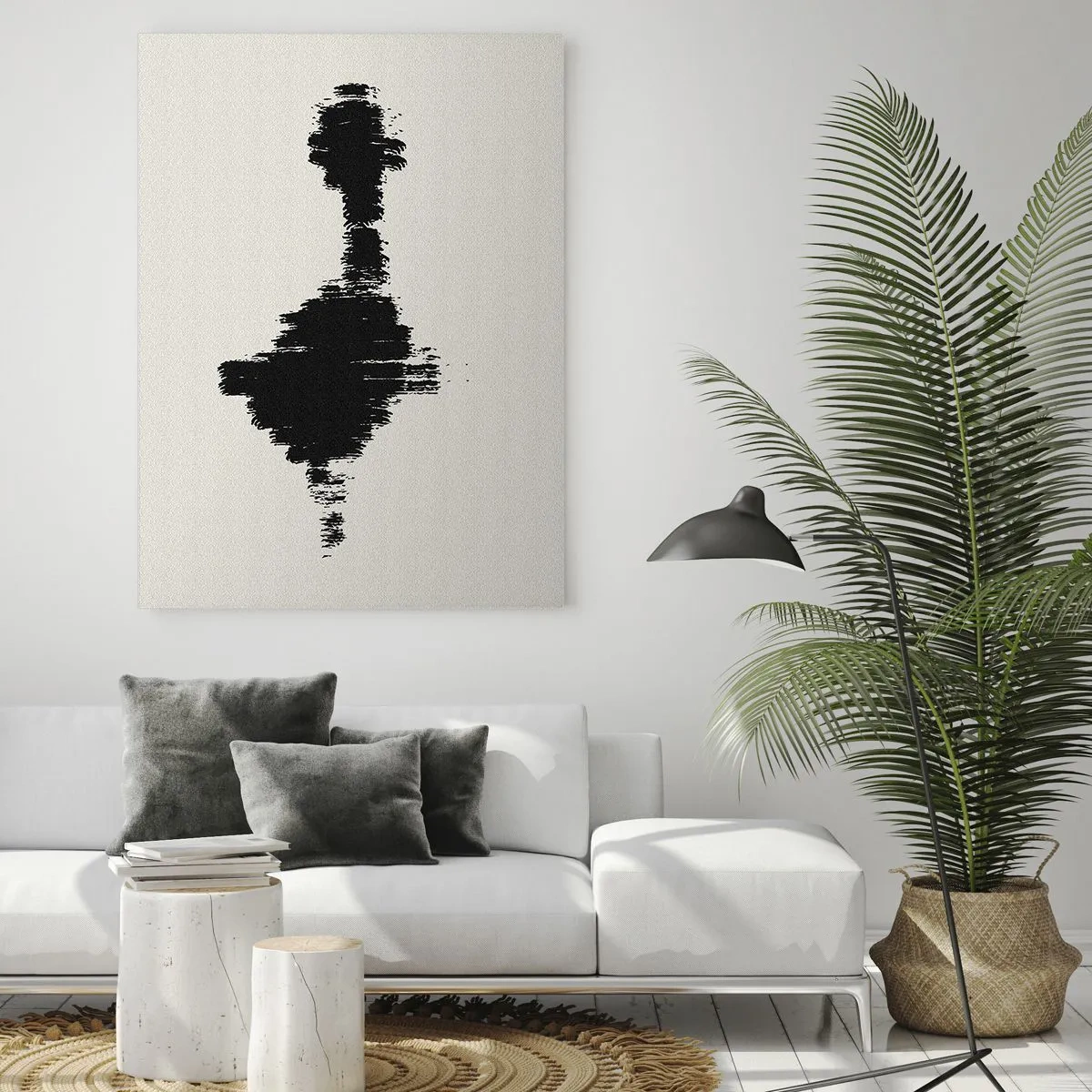 Cuadro sobre vidrio - Impresiones sobre Vidrio - Un motivo abstracto que se asemeja a una onda de sonido en estilo minimalista. - 70x100cm - Vibraciones de la imaginación - Decoración de pared moderna para salón y dormitorio ARTTOR