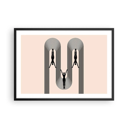 Póster en marco negro - Siluetas geométricas sobre un fondo beige - 70x50cm - Al revés, o no - Decoración de pared moderna para salón y dormitorio ARTTOR