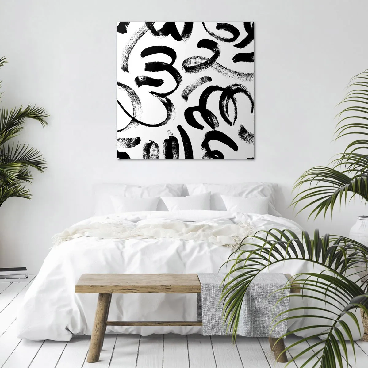 Cuadro sobre lienzo - Impresión de Imagen - Negro sobre blanco - 30x30 cm