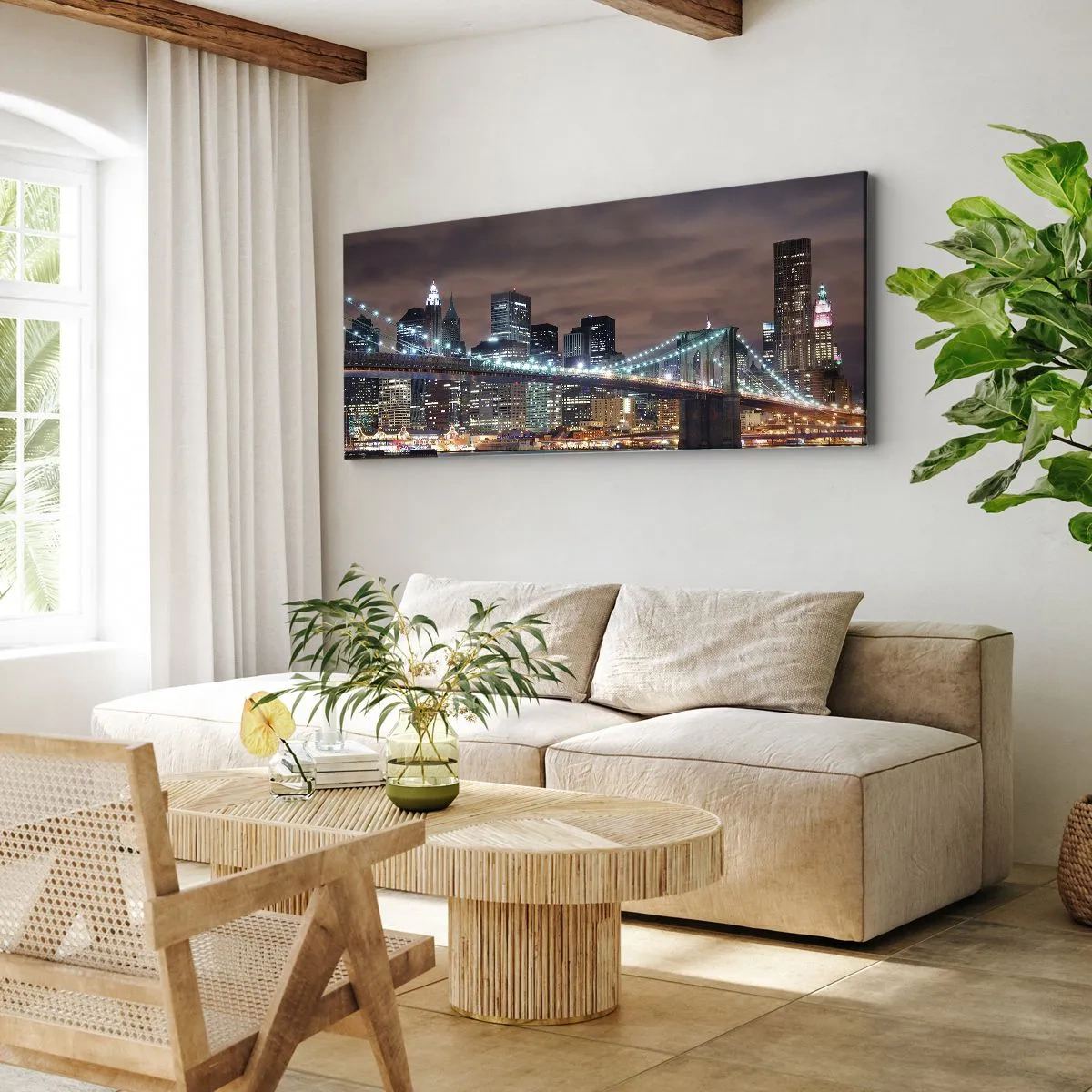 Cuadro sobre lienzo - Impresión de Imagen - Las luces de la gran ciudad - 90x30 cm