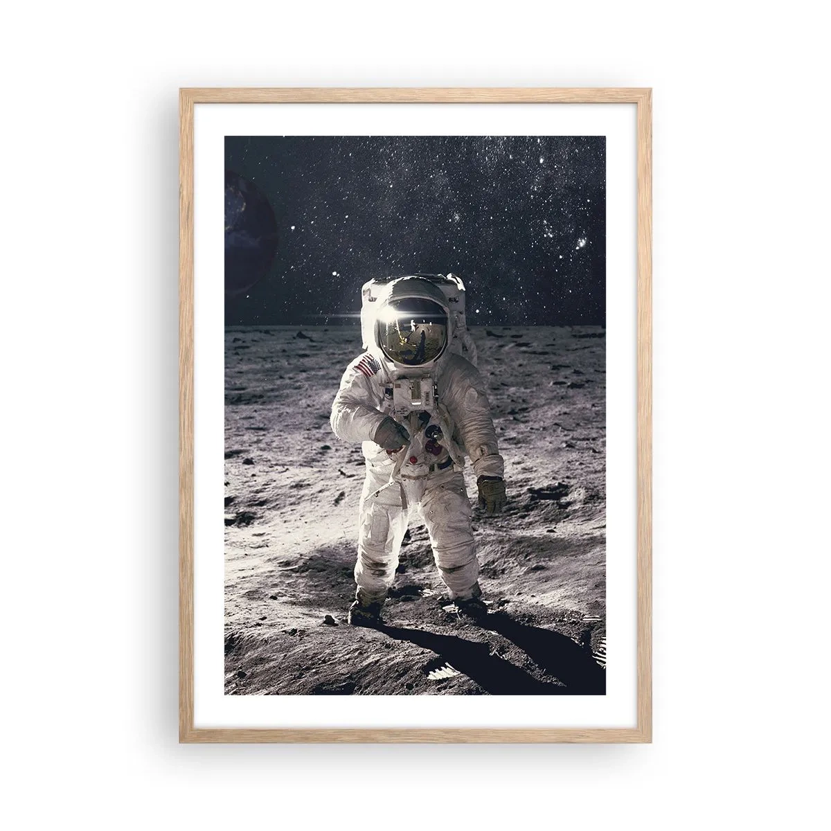 Póster en marco roble claro - Saludos desde la Luna - 50x70 cm