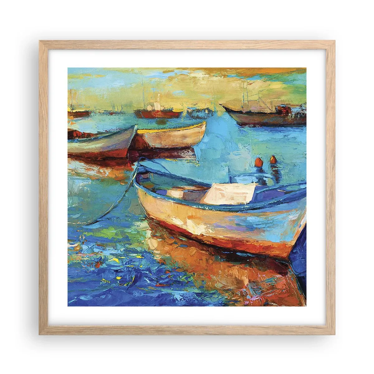 Póster en marco roble claro - En la bahía sur - 50x50 cm