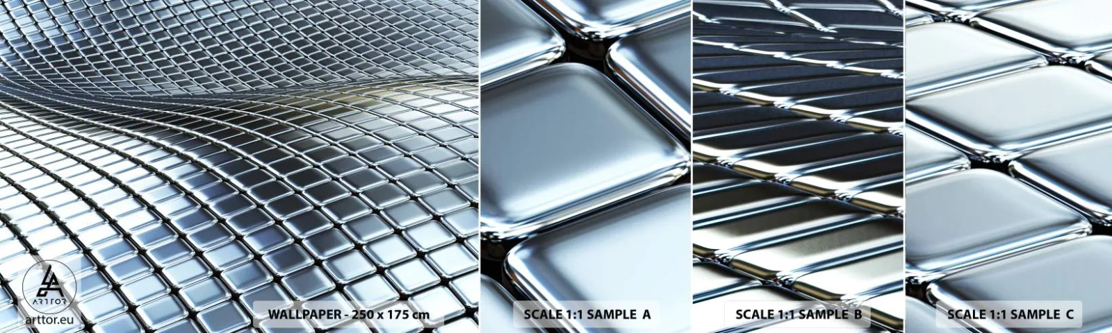 Muestra De Fotomural Standard Eco - Ola de plata - Abstracción, Gráficos, Pedazo - 100x30 cm