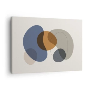 Cuadro sobre lienzo - Impresión de Imagen - Formas abstractas coloridas en tonos de azul y marrón. - 70x50cm - Gotas de color - Decoración de pared moderna para salón y dormitorio ARTTOR
