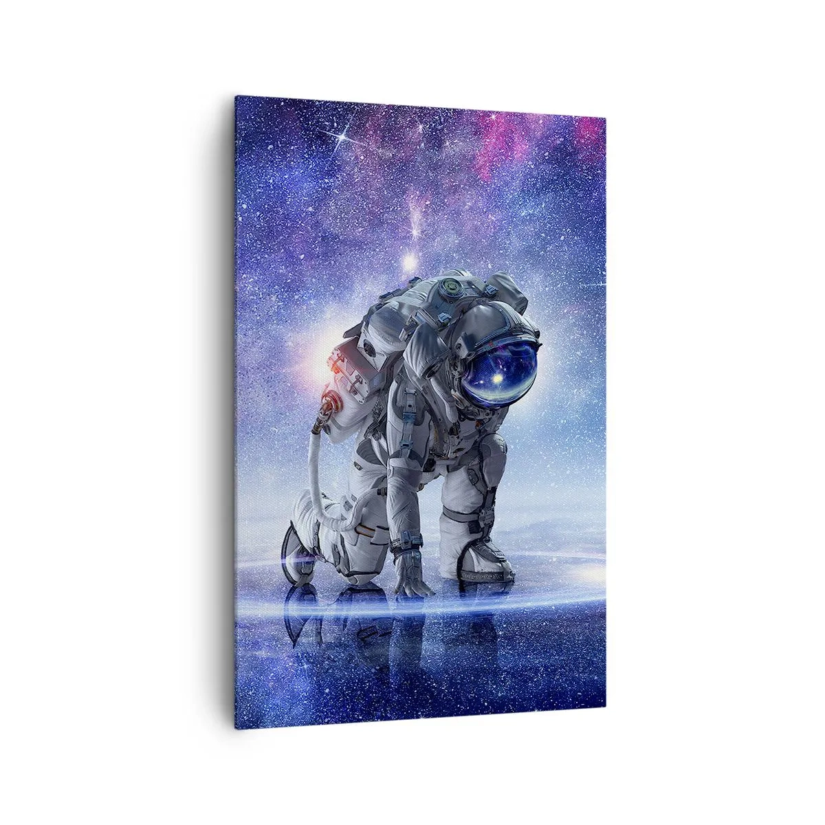 Cuadro sobre lienzo - Impresión de Imagen - Astronauta en un paisaje galáctico - 80x120cm - Cielo estrellado sobre mí - Decoración de pared moderna para salón y dormitorio ARTTOR