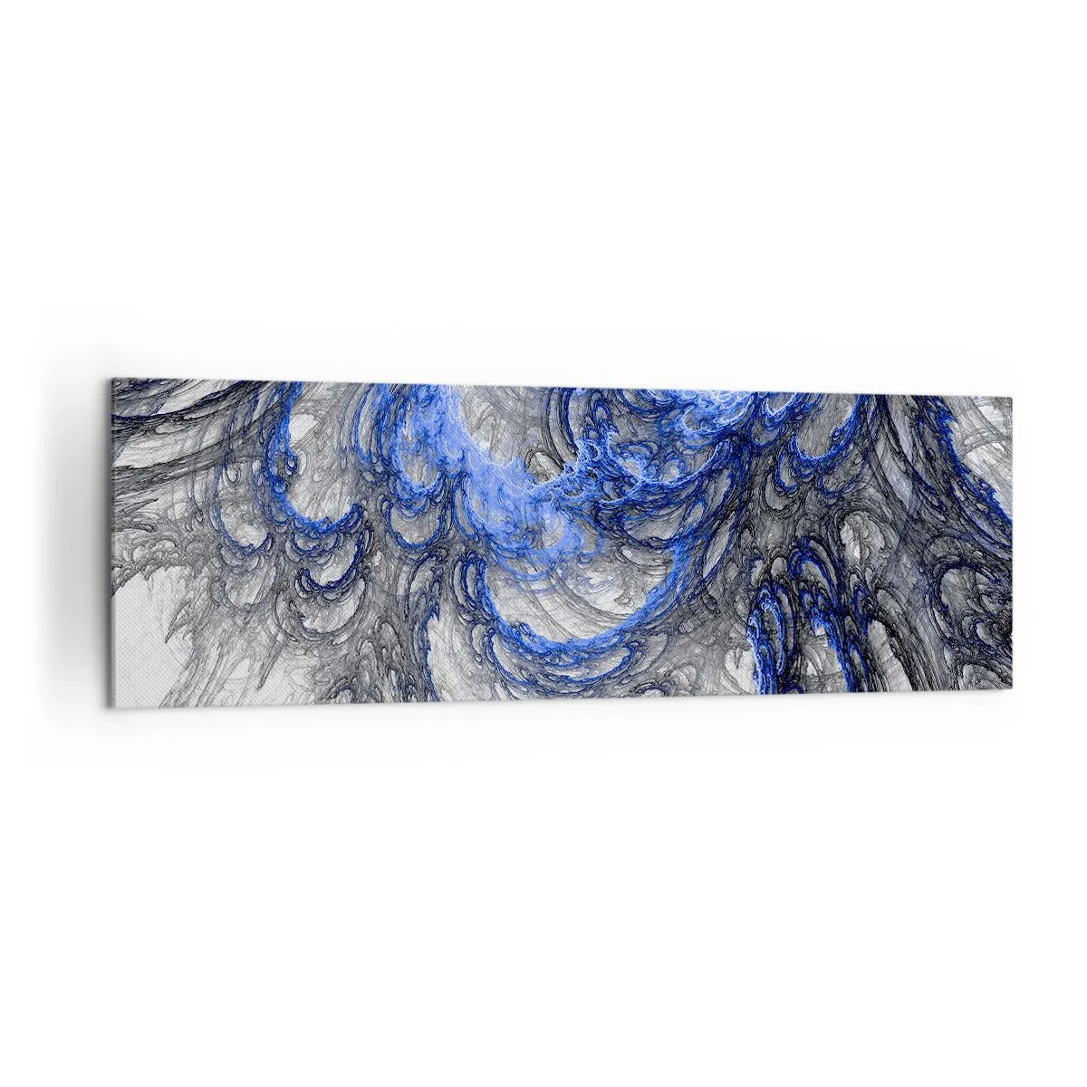 Cuadro sobre lienzo - Impresión de Imagen - Ondas abstractas en tonos azules y grises - 160x50cm - El nacimiento de una ola - Decoración de pared moderna para salón y dormitorio ARTTOR