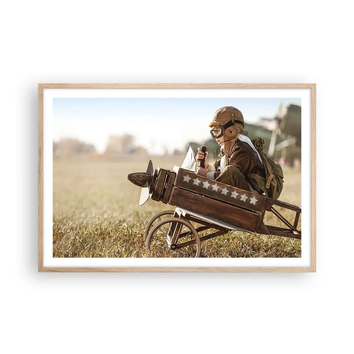 Póster en marco roble claro - Despegue hacia un sueño - 91x61 cm