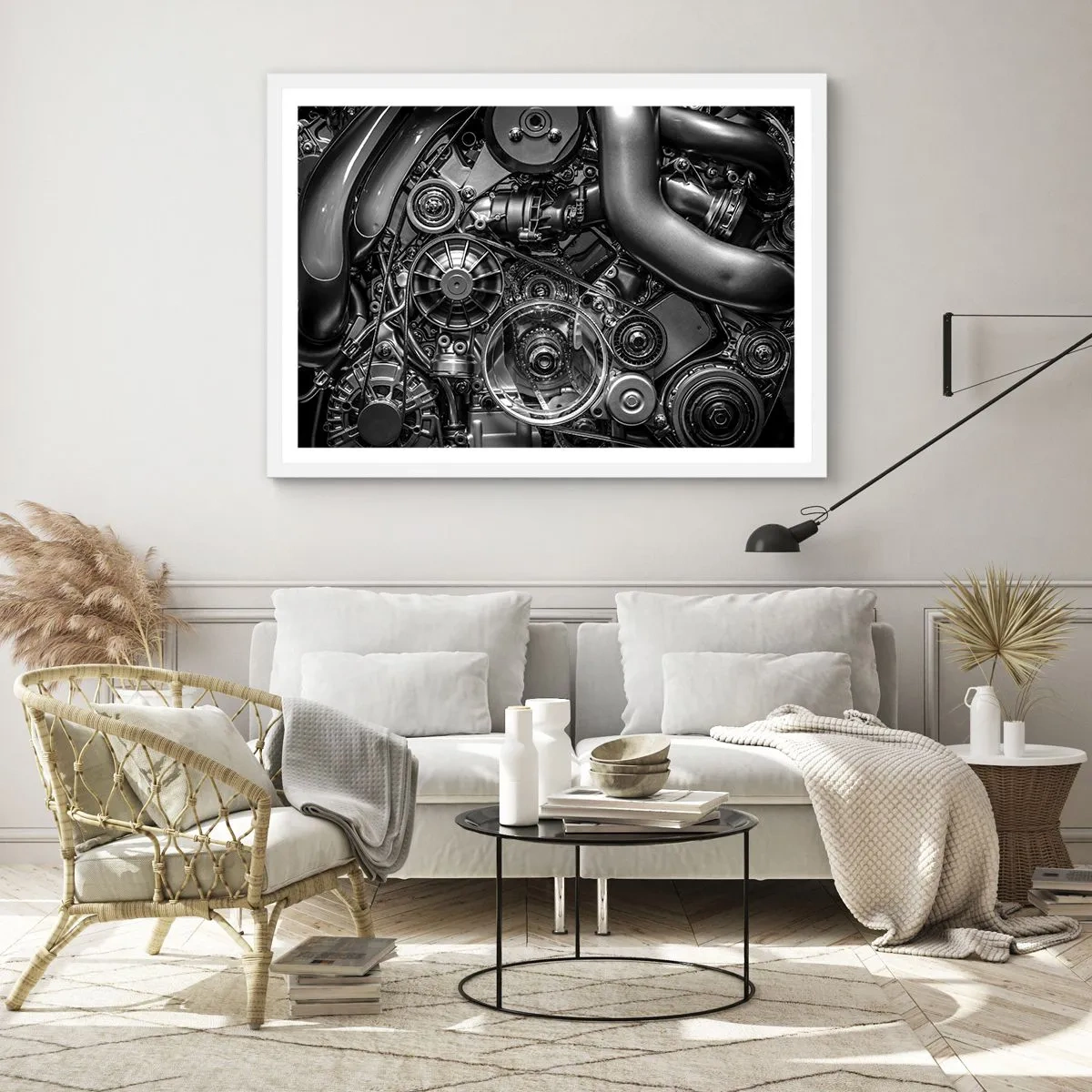 Póster en marco blanco - La poesía de la mecánica - 100x70 cm