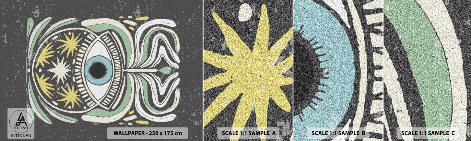 Muestra De Fotomural Standard Eco - Rituales tribales - bohemia, Ojo, Pastel - 100x30 cm