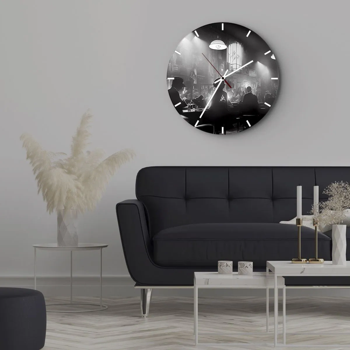 Reloj de pared - Reloj de vidrio - En clave de jazz - 40x40 cm