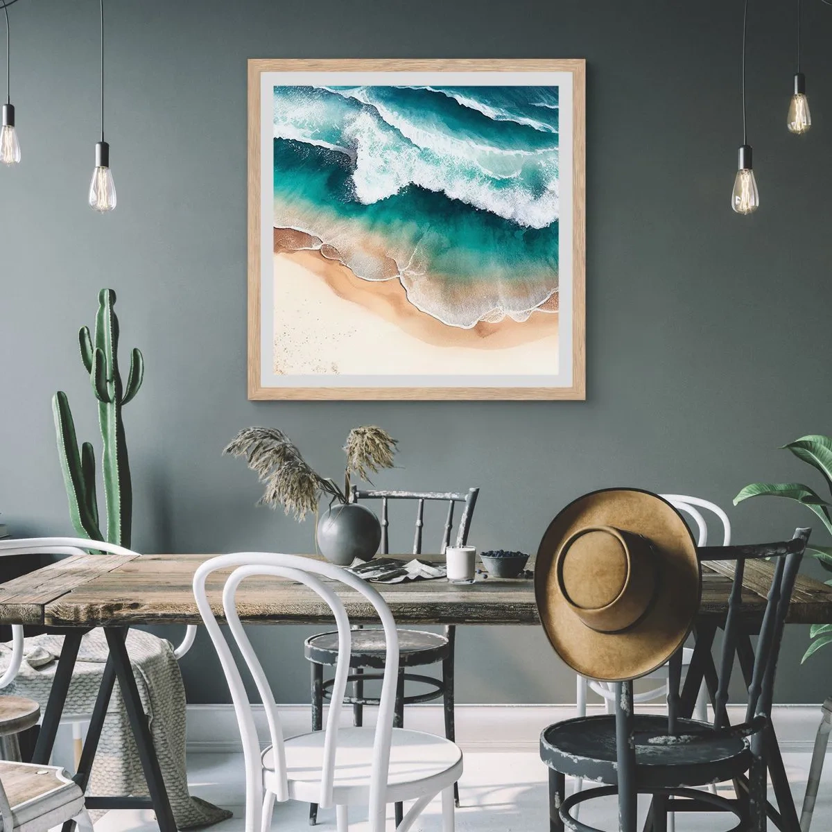 Póster en marco roble claro - Un encuentro eterno - 50x50 cm