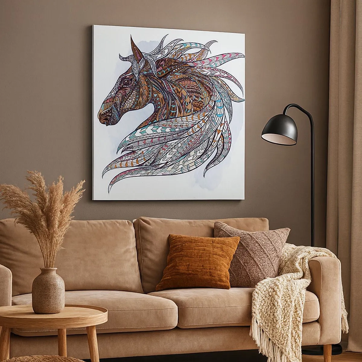 Cuadro sobre lienzo - Impresión de Imagen - El corcel de un guerrero celta - 30x30 cm