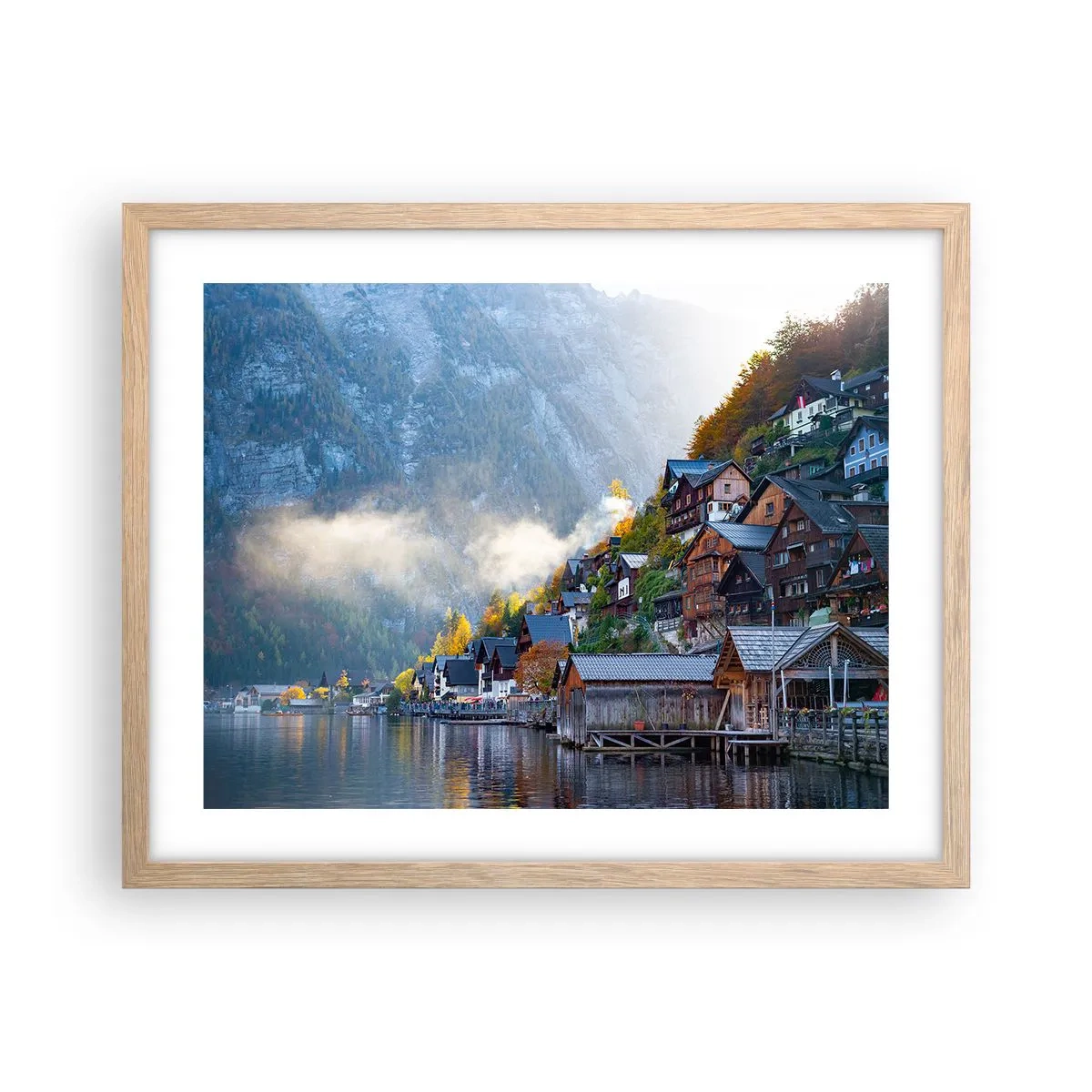 Póster en marco roble claro - Ambiente alpino - 50x40 cm