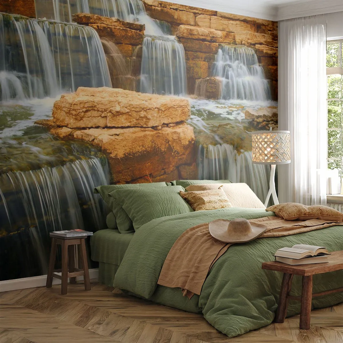 Fotomural Premium Sand - Escalera al cielo - Cascada, Naturaleza, Paisaje - 100x70 cm