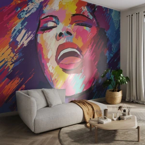 Fotomural Autadhesivo Deluxe Sticker - Canta toda una vida - Cantante, Abstracción, retrato de una mujer - 200x140 cm