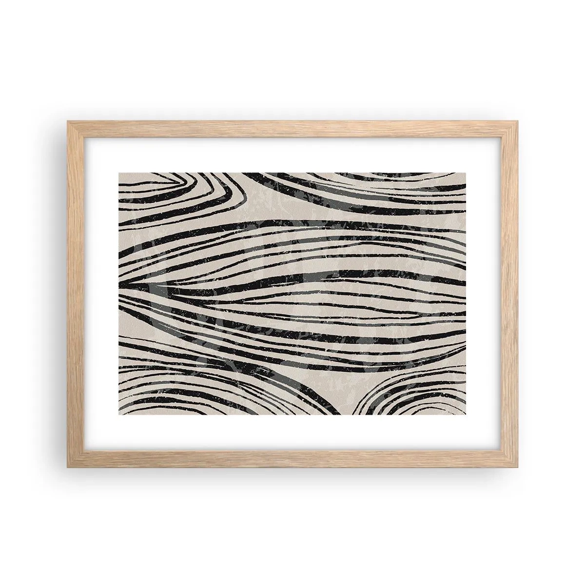 Póster en marco roble claro - Salpicadura de líneas - 40x30 cm
