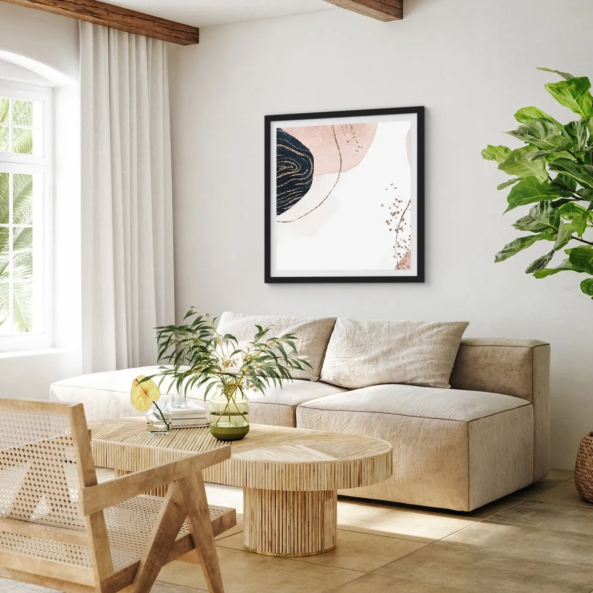 Póster en marco negro - Todo fluye - 40x40 cm