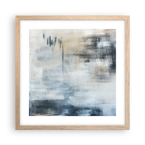 Póster en marco roble claro - Detrás de un velo azul - 40x40 cm