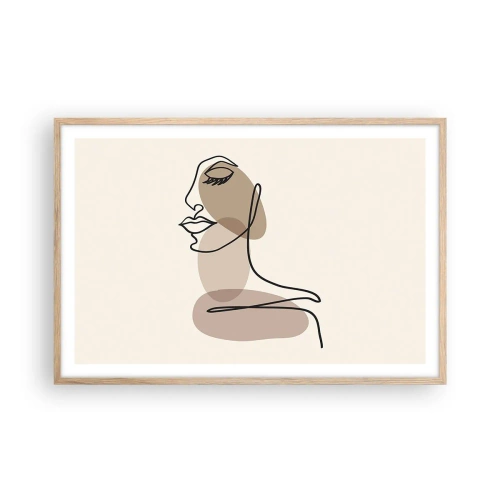 Póster en marco roble claro - Una línea de hermosura - 91x61 cm