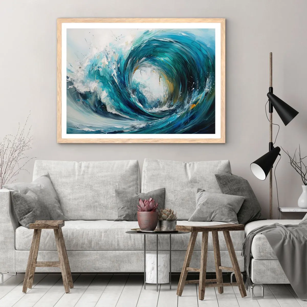 Póster en marco roble claro - Portal marino - 70x50 cm