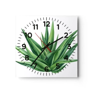 Reloj de pared - Reloj de vidrio - Verde - fuerza - vida - 40x40 cm