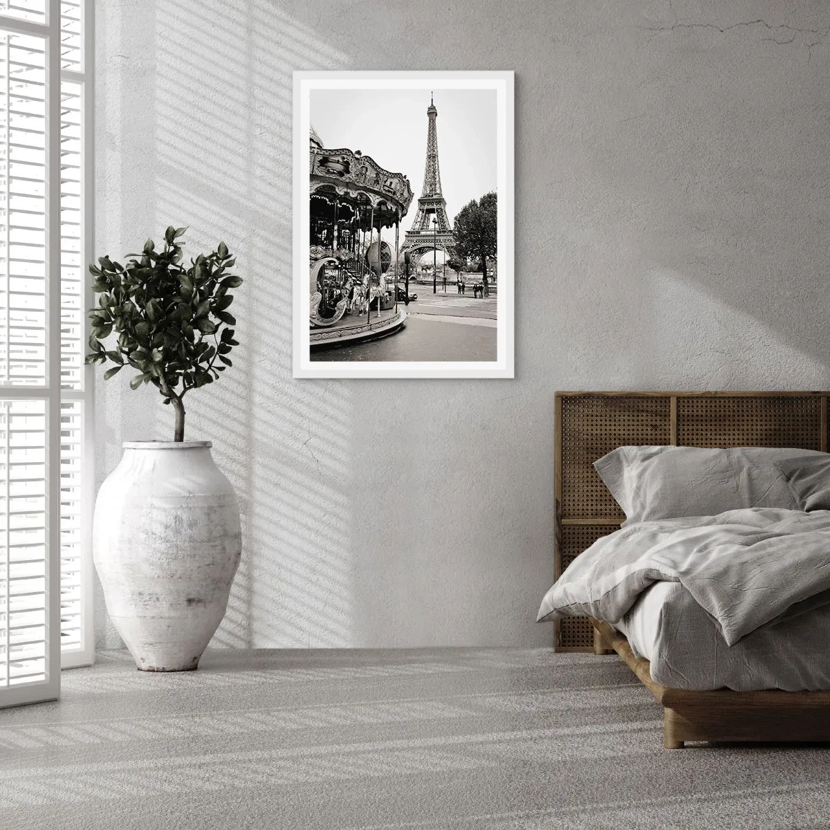 Póster en marco blanco - Tal diversión solo en París - 30x40 cm
