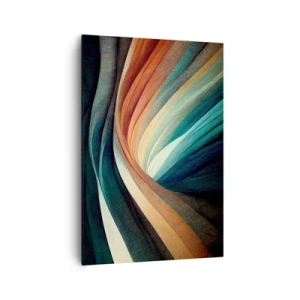 Cuadro sobre lienzo - Impresión de Imagen - Ondas abstractas en tonos cálidos y fríos. - 70x100cm - Tejido de colores - Decoración de pared moderna para salón y dormitorio ARTTOR