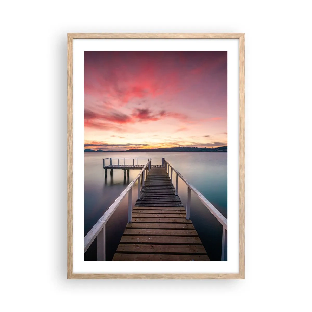 Póster en marco roble claro - La suave llama del atardecer - 50x70 cm