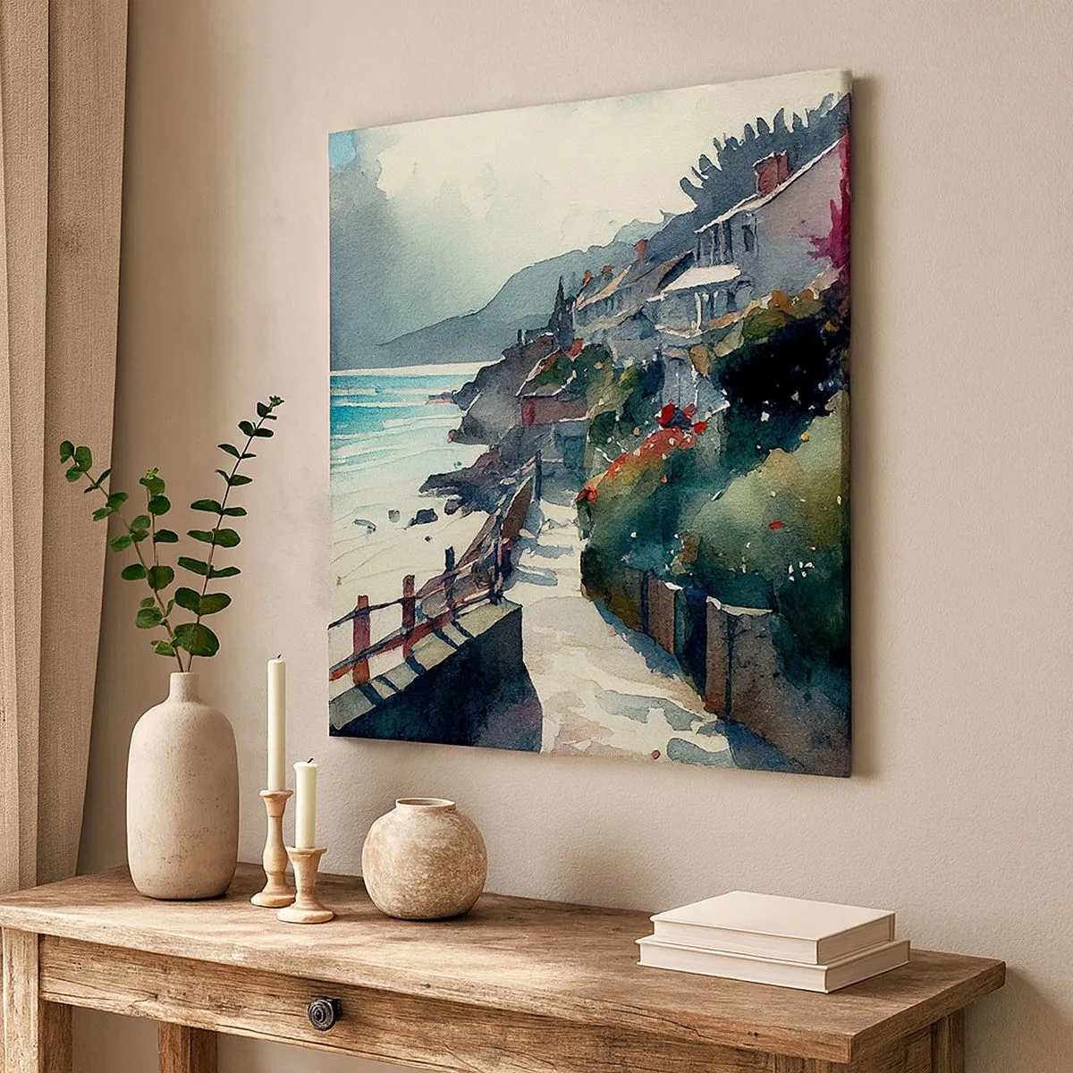 Cuadro sobre lienzo - Impresión de Imagen - Ciudad mediterránea - 30x30 cm