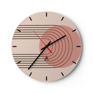 Reloj de pared - Reloj de vidrio - Una composición geométrica minimalista en colores cálidos. - 30x30cm - Atracción irresistible - Decoración de pared moderna para salón, cocina y dormitorio ARTTOR