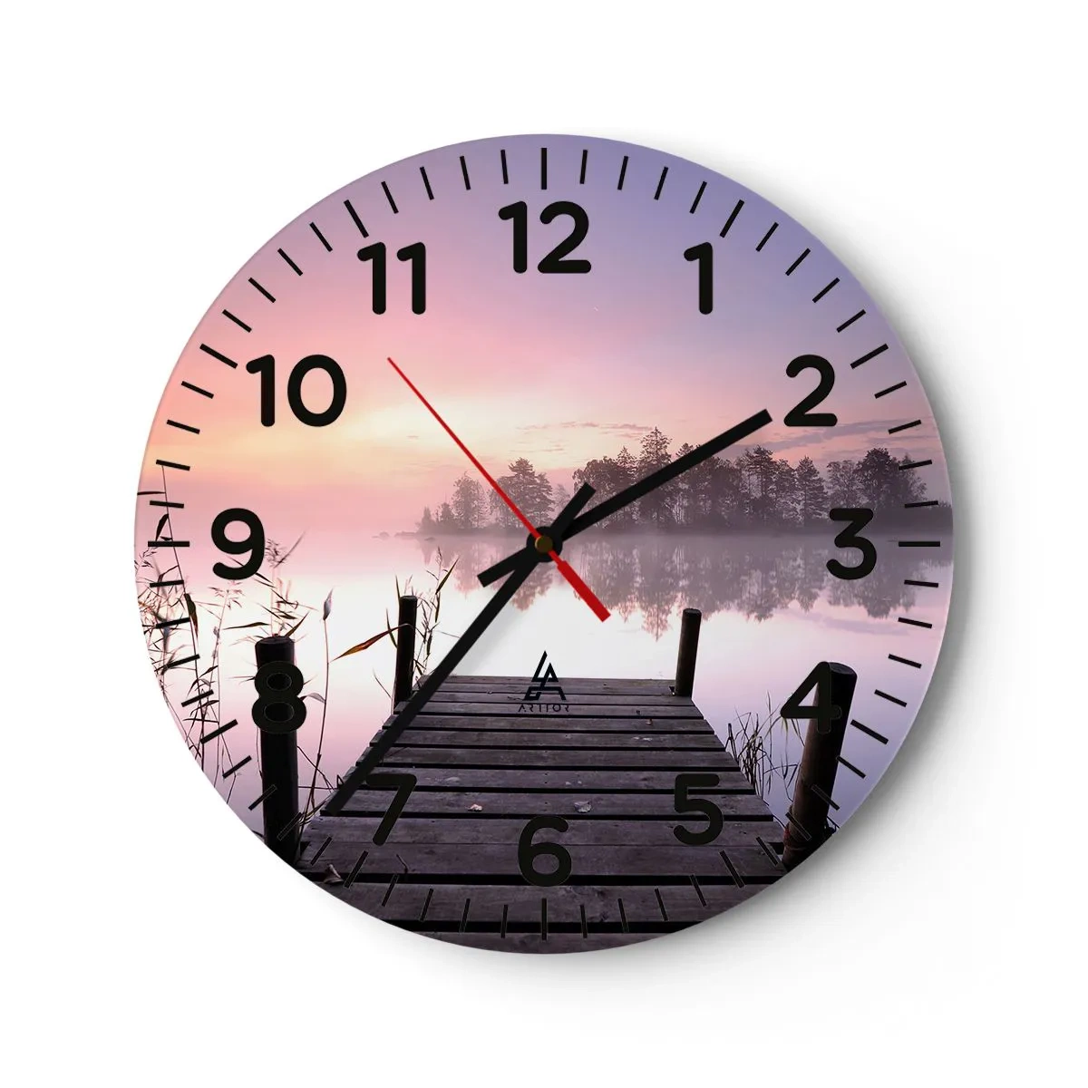 Reloj de pared - Reloj de vidrio - De la niebla lila... - 30x30 cm