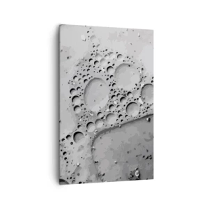 Cuadro sobre lienzo - Impresión de Imagen - Patrón de burbujas en blanco y negro en un estilo minimalista. - 80x120cm - Rastro espumoso - Decoración de pared moderna para salón y dormitorio ARTTOR