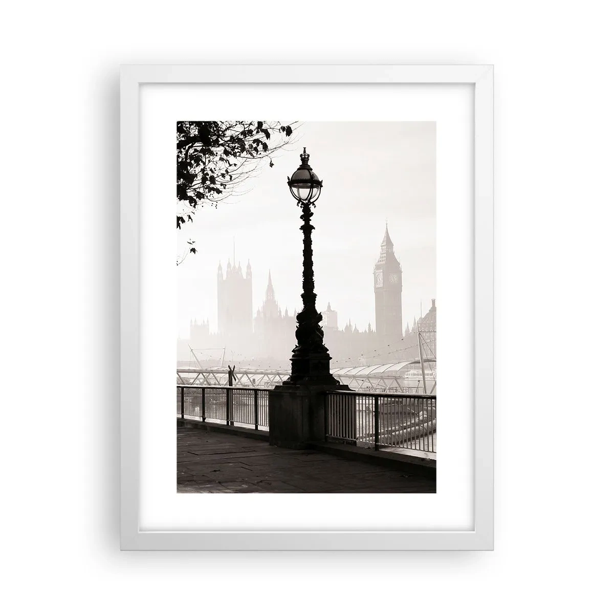 Póster en marco blanco - La mañana de Londres - 30x40 cm