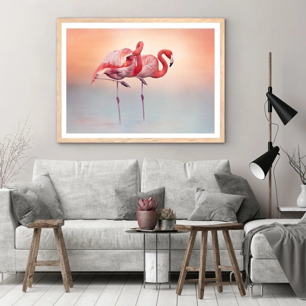 Póster en marco roble claro - Elegancia bajo el sol de poniente - 40x30 cm