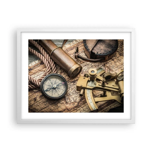 Póster en marco blanco - Establecer un rumbo - 50x40 cm