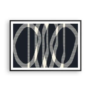 Póster en marco negro - Líneas geométricas en tonos claros sobre un fondo oscuro. - 100x70cm - Un intento de romper la oscuridad - Decoración de pared moderna para salón y dormitorio ARTTOR