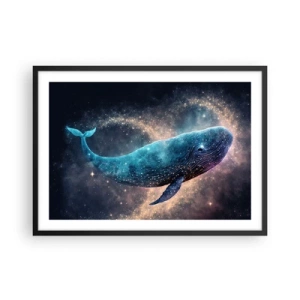 Póster en marco negro - Una ballena espacial con una galaxia al fondo. - 70x50cm - Existe un mundo diferente - Decoración de pared moderna para salón y dormitorio ARTTOR