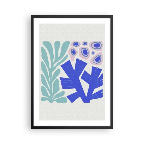 Póster en marco negro - Gráficos estilizados de plantas y corales submarinos. - 50x70cm - Jardín submarino - Decoración de pared moderna para salón y dormitorio ARTTOR
